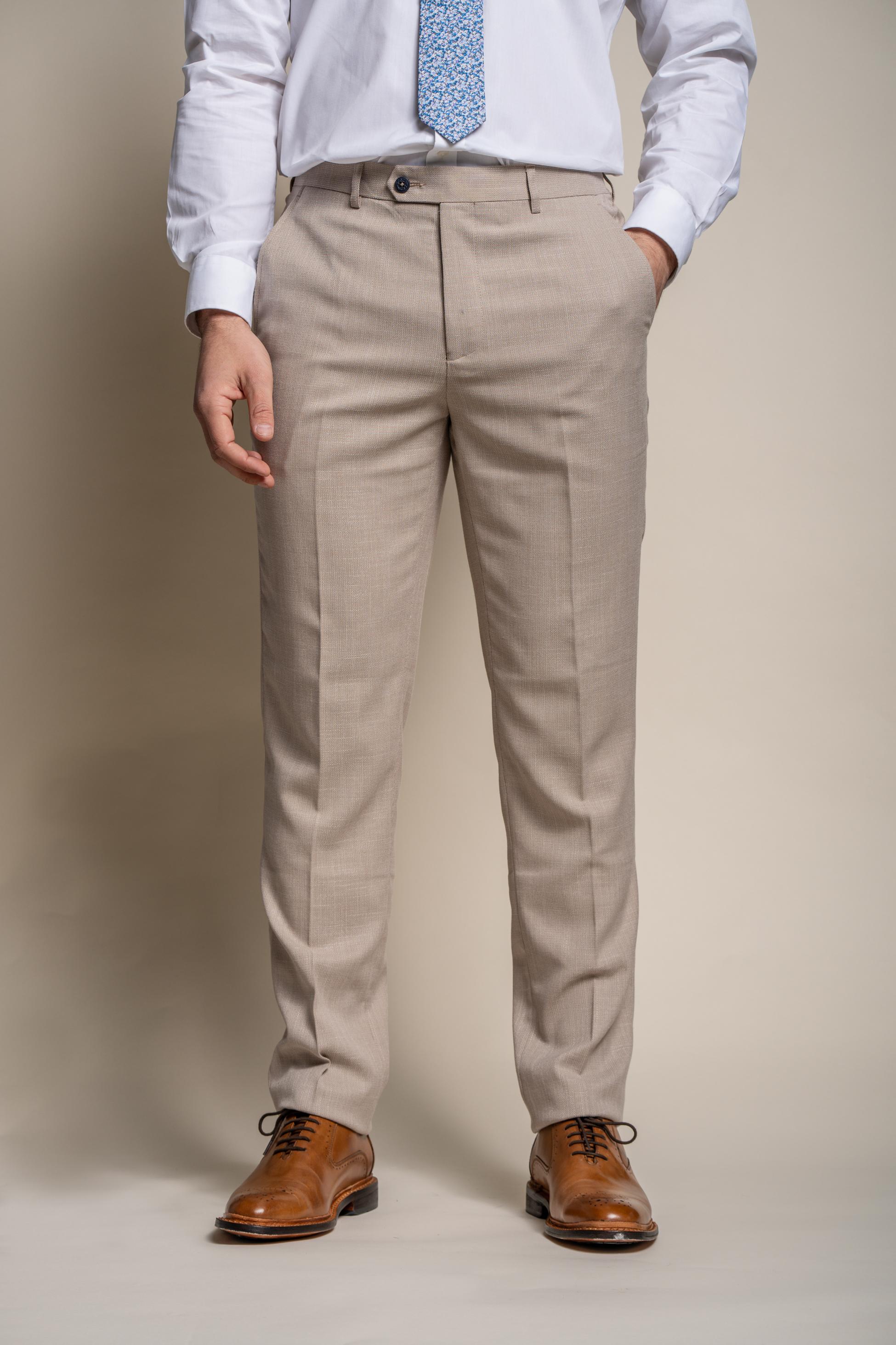 Men's Slim Fit Formal Trousers - MIAMI - Beige