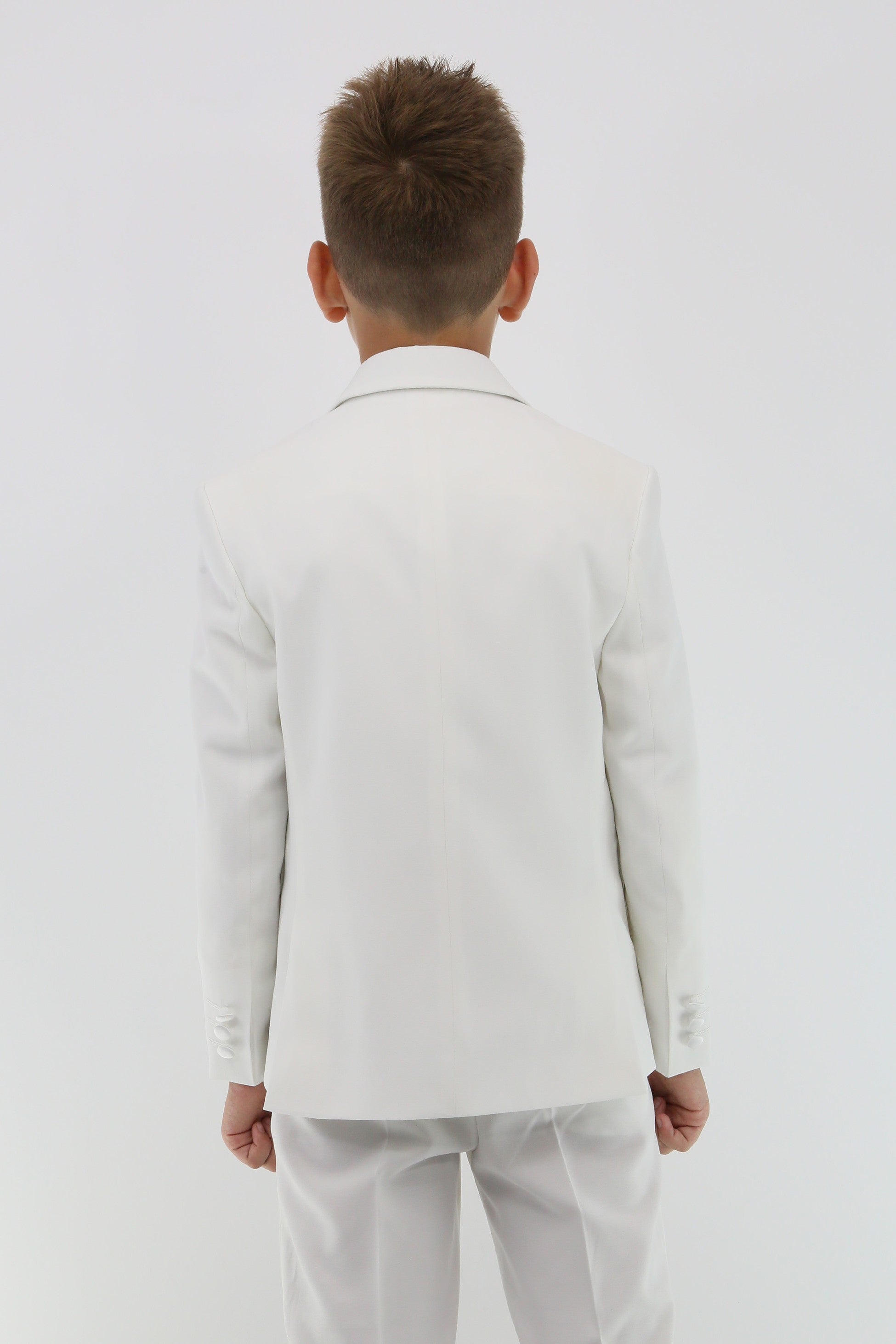 Boys Suit with Double Breasted Vest 7 PC Set - Ivory