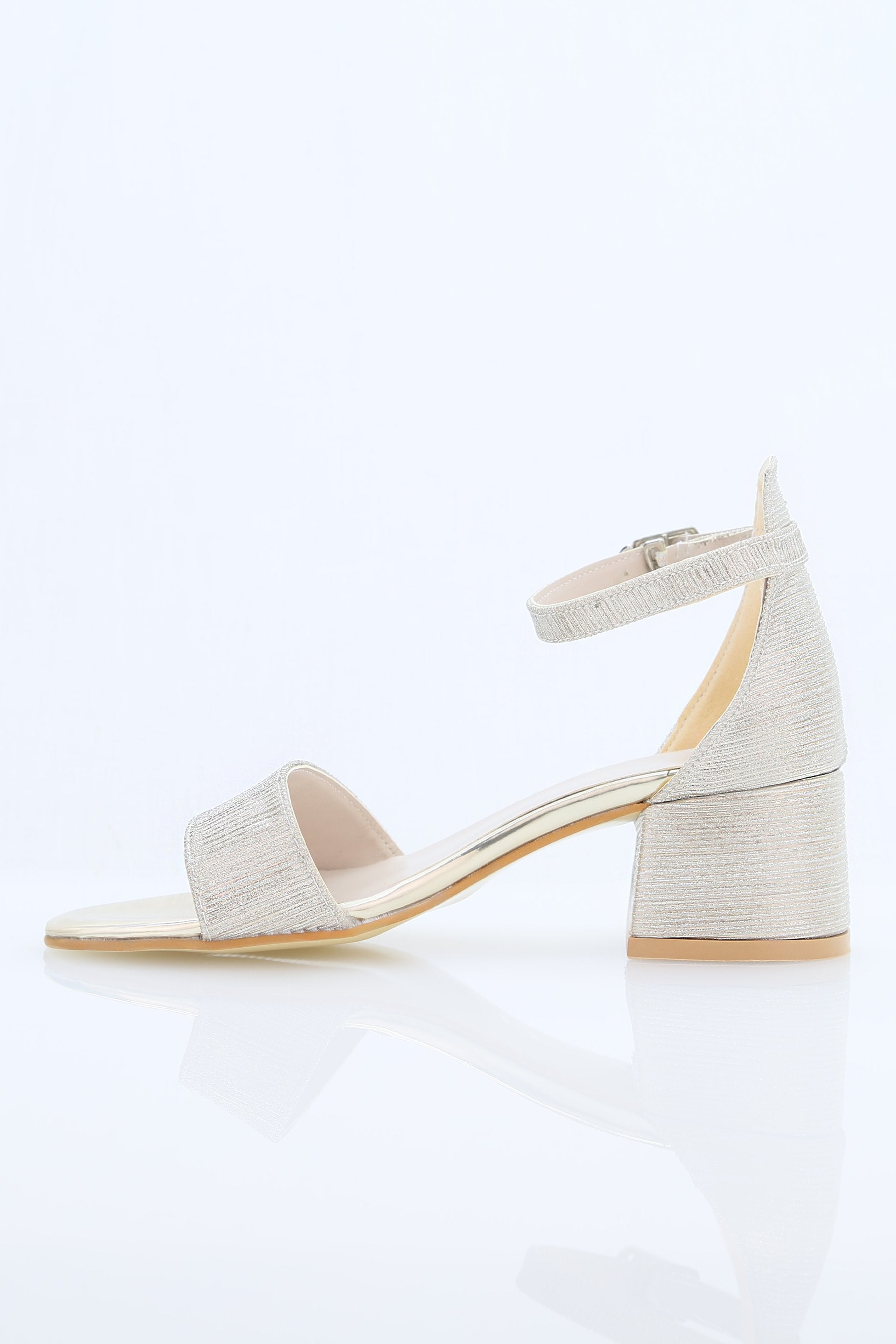 Girls Textured Silver Block Heel Sandals - JENNY - Gold