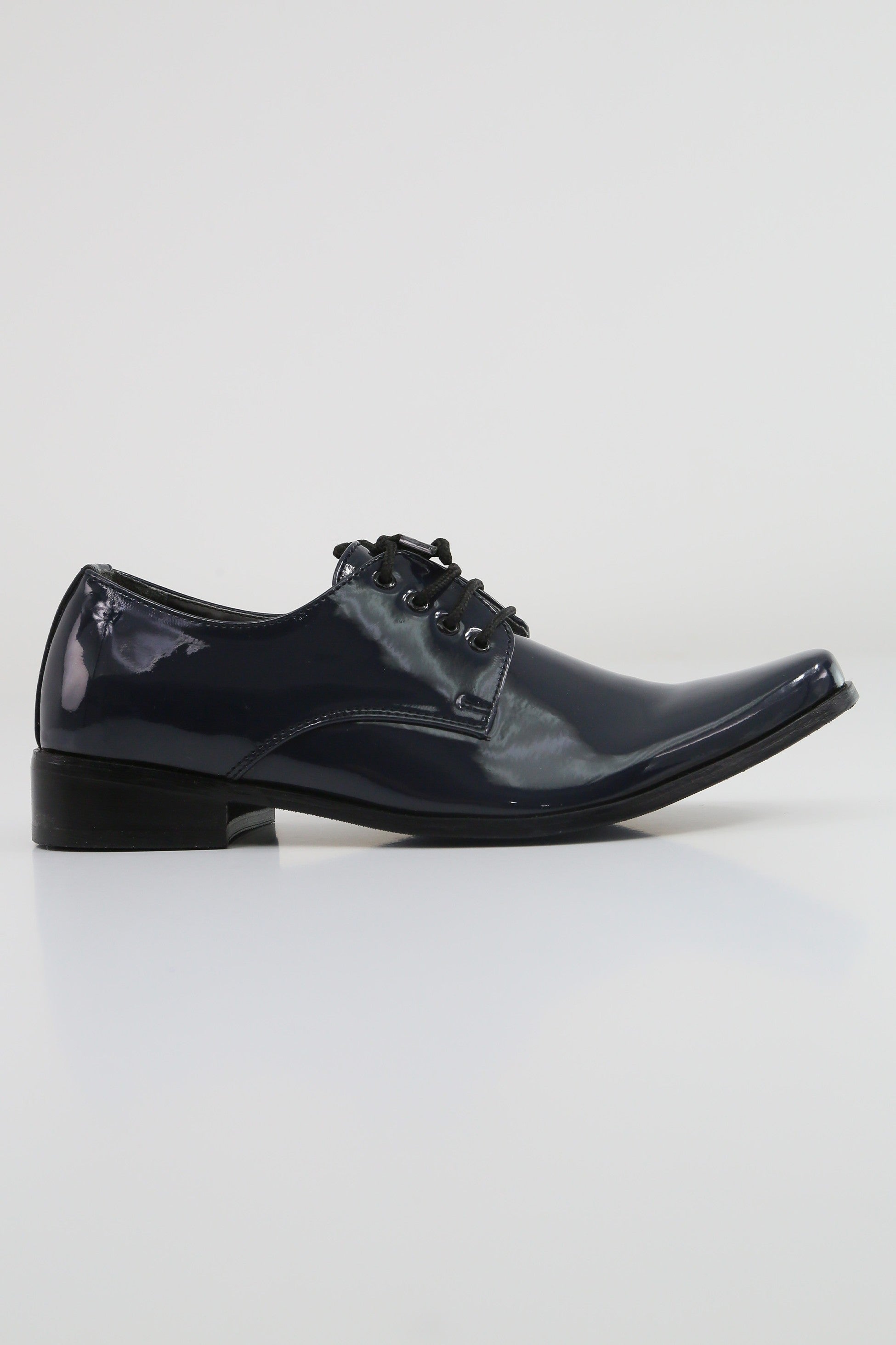 Boys Patent Leather Derby Shoes - GEORGE - Navy