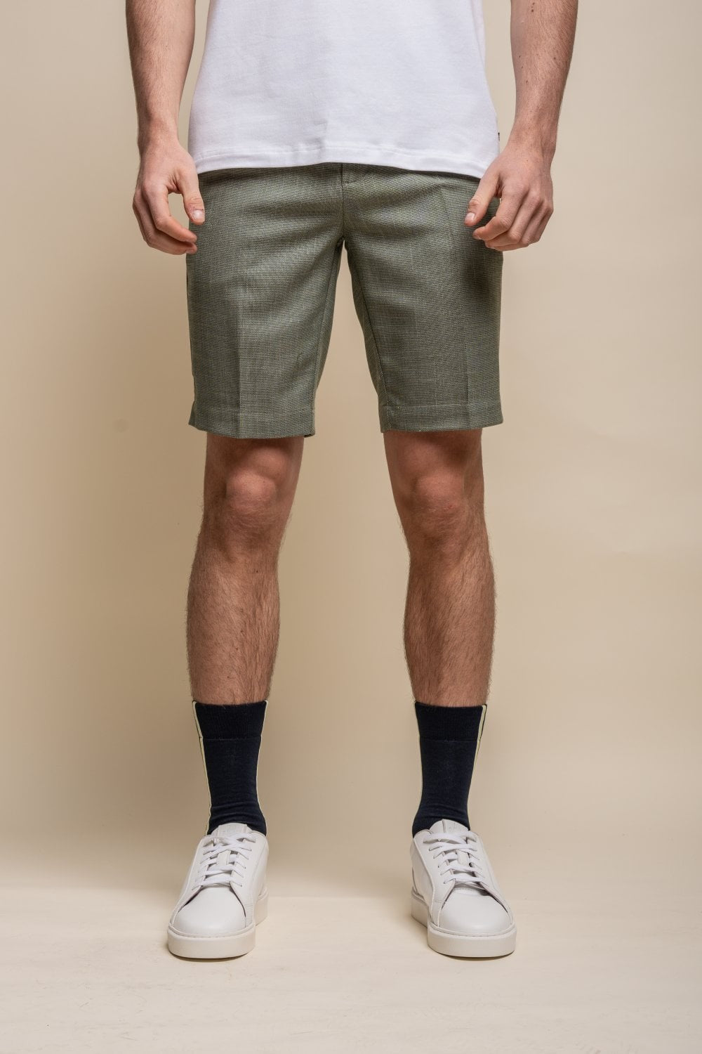 Men's Mid Rise Slim Fit Shorts- MIAMI - Sage Green