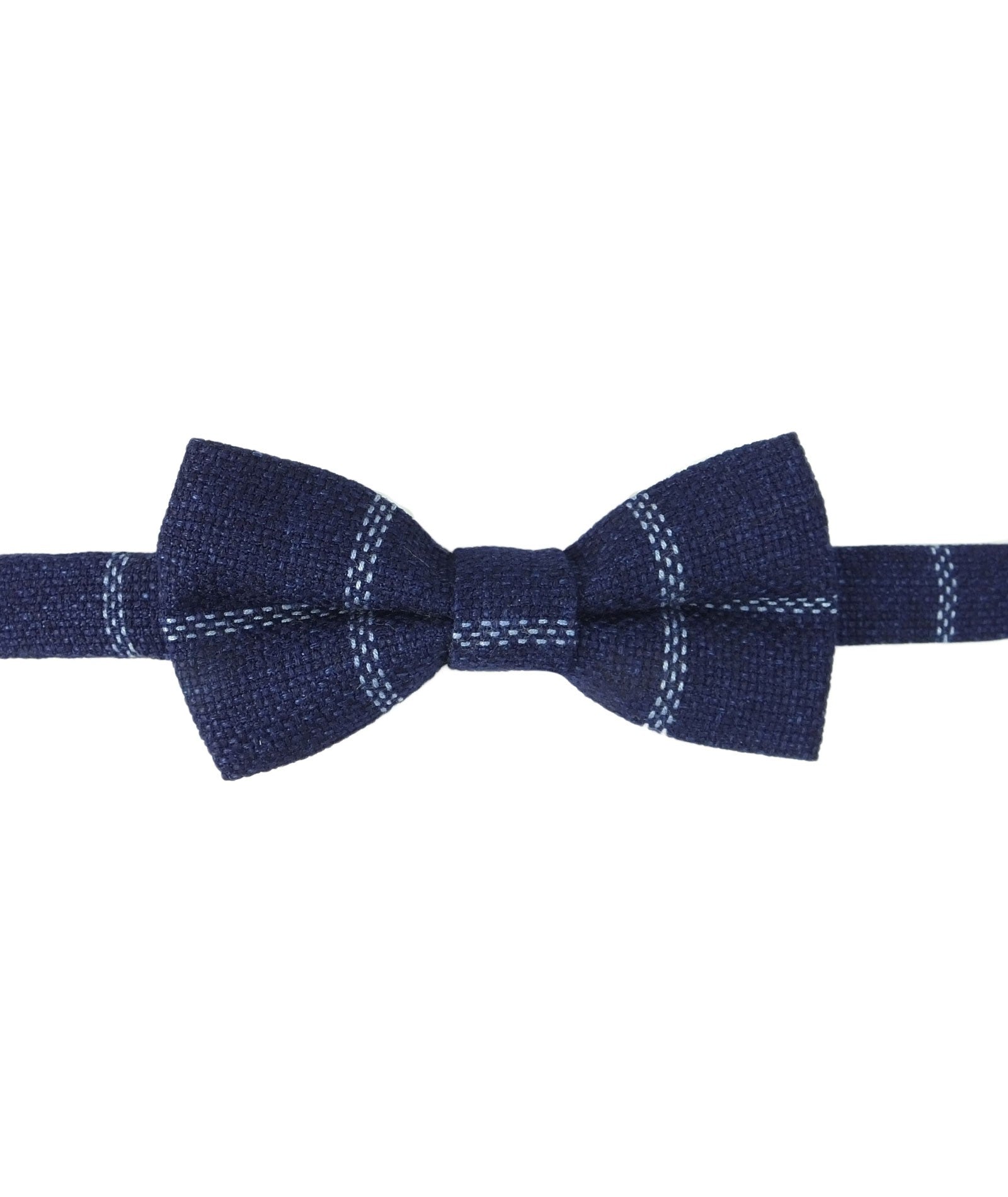 Boys Check Tweed Bow Tie Set - Navy Blue