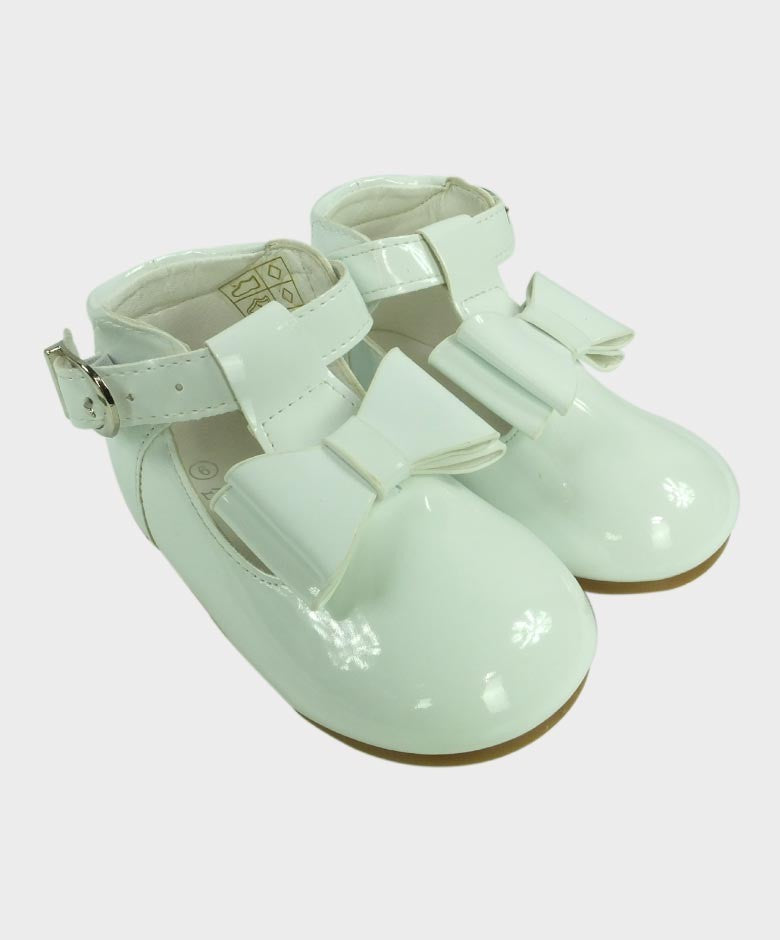 Girls Patent Botties Ankle Shoes - White