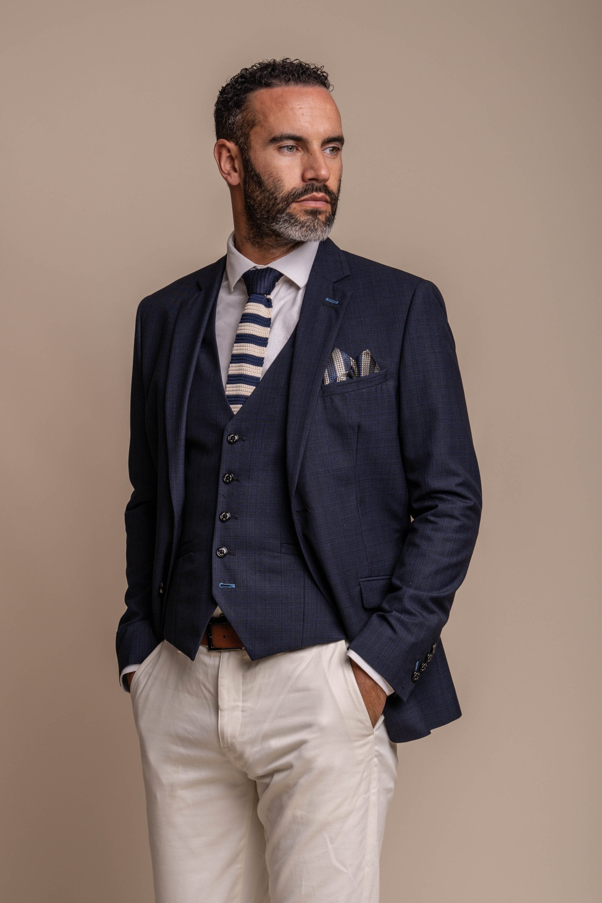 Men's Seeba Navy with Dakota Beige Chino- Combined Suit Set