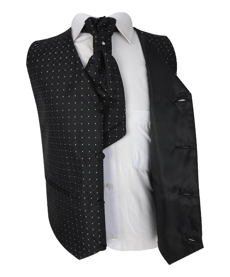 Baby & Boys 4 Piece Diamond Design Wedding Waistcoat Suit - Black