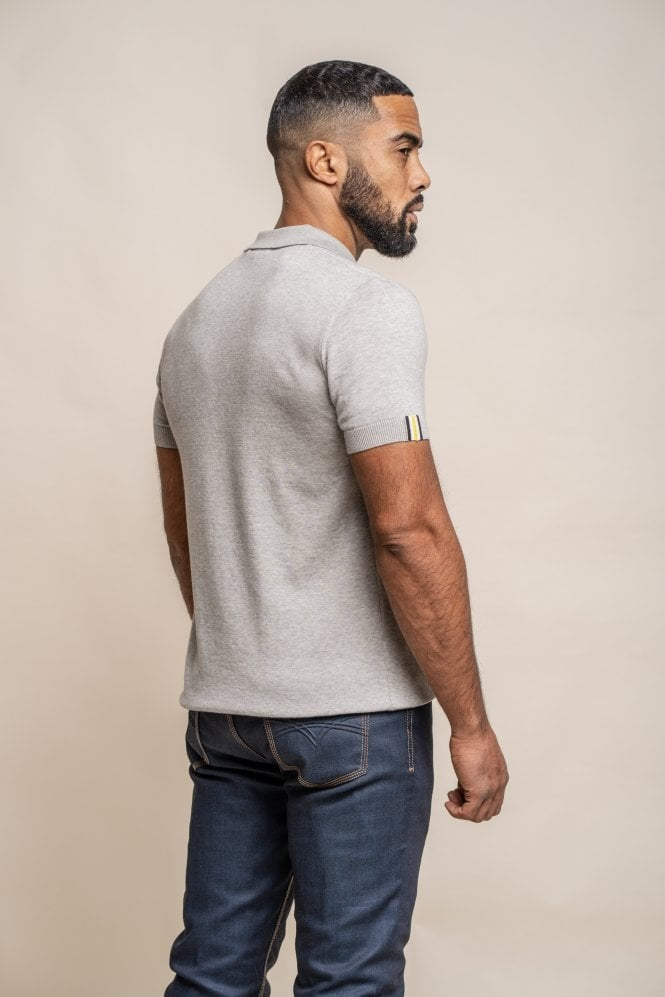 Men's Short Sleeve Cotton Polo Shirt - Dino - Grey