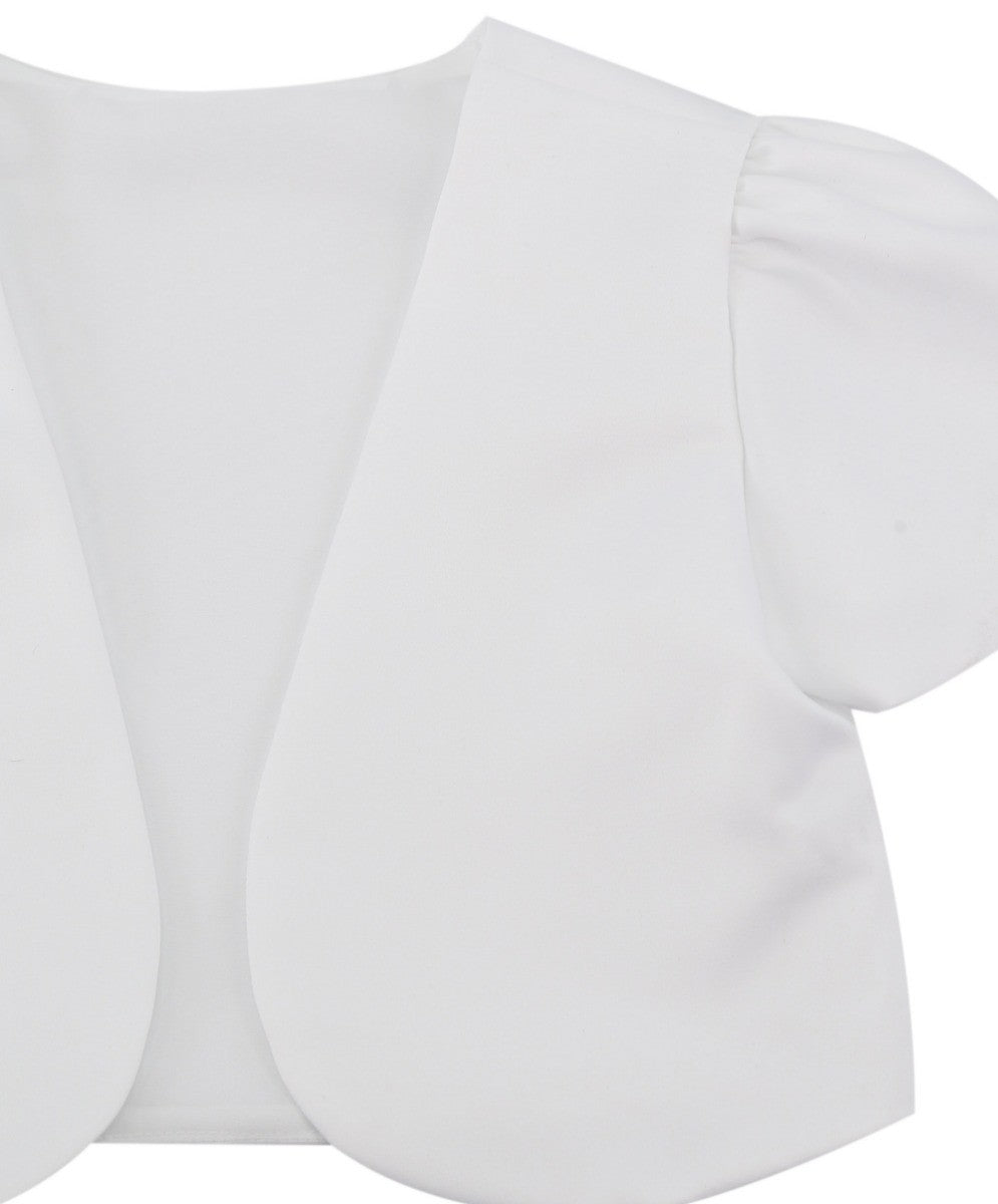 Girls Short Sleeve Bolero - White