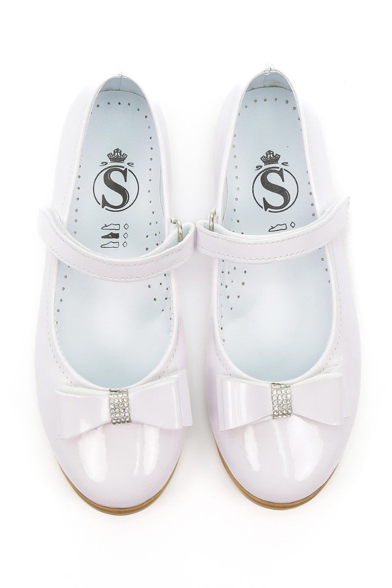 Girls Mary Jane Flat Patent Dress Shoes - LAYLA - White