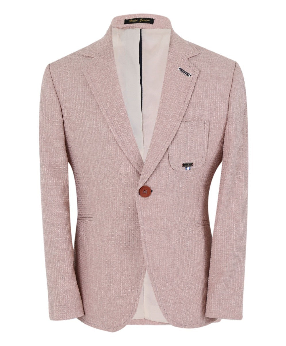 Boys Twill Single Breasted Slim Fit Blazer - TERRY - Powder Pink