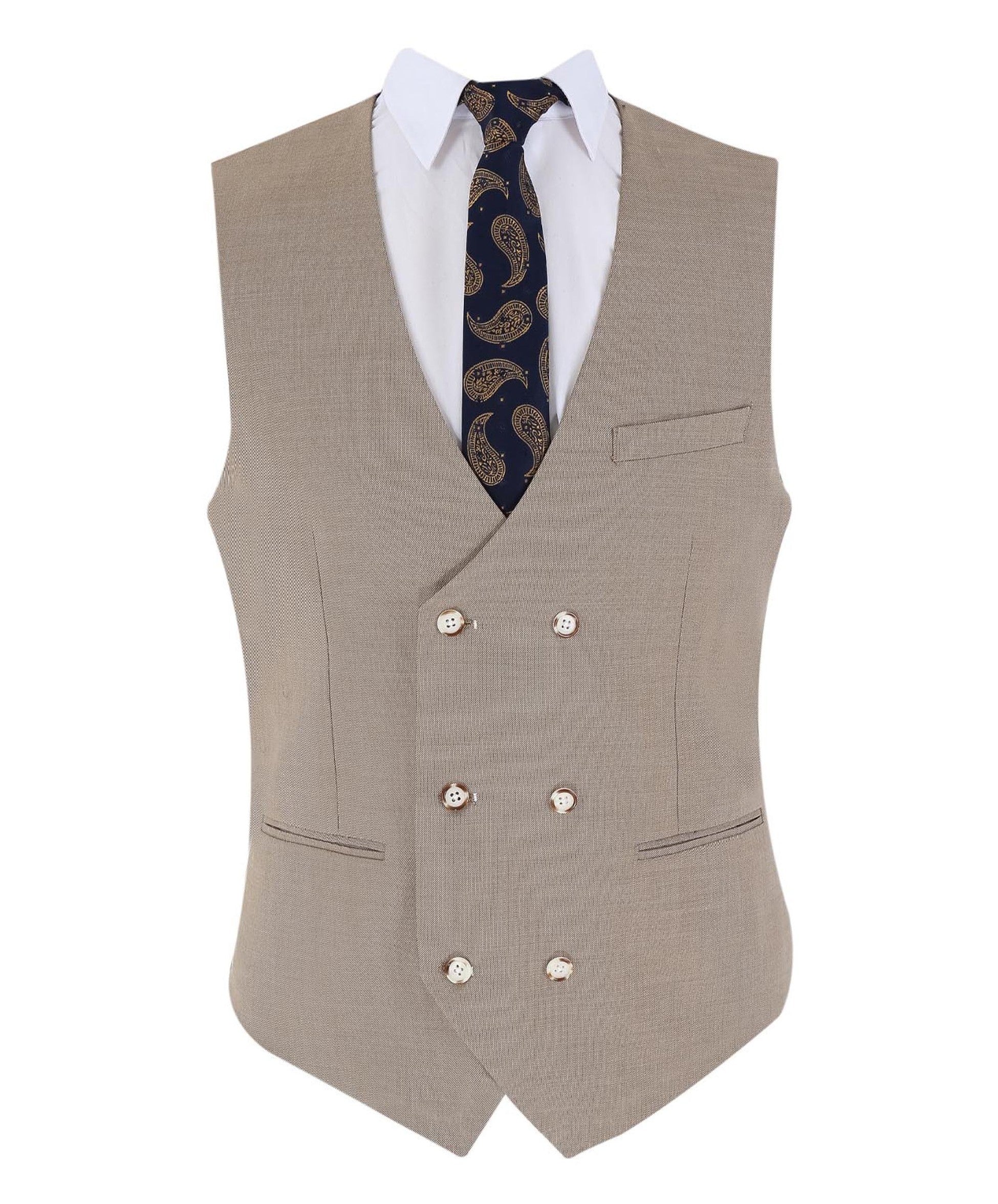 Men's Tailored Fit  3 Piece Suit Classic Special Occasion - JAMES - Taupe Beige