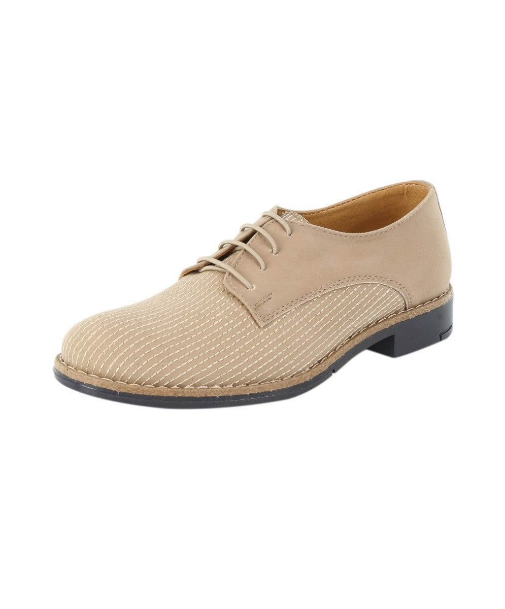 Boys Suede Lace Up Formal Shoes - Beige