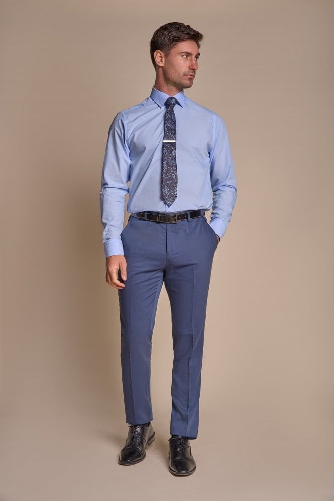 Men's Slim Fit Blue Formal Trousers- SPECTER - Blue