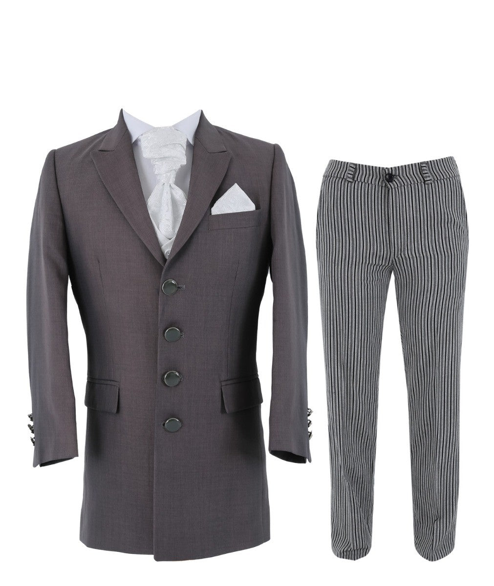 Boys Complete Tail Morning Suit - Charcoal Grey - Ivory