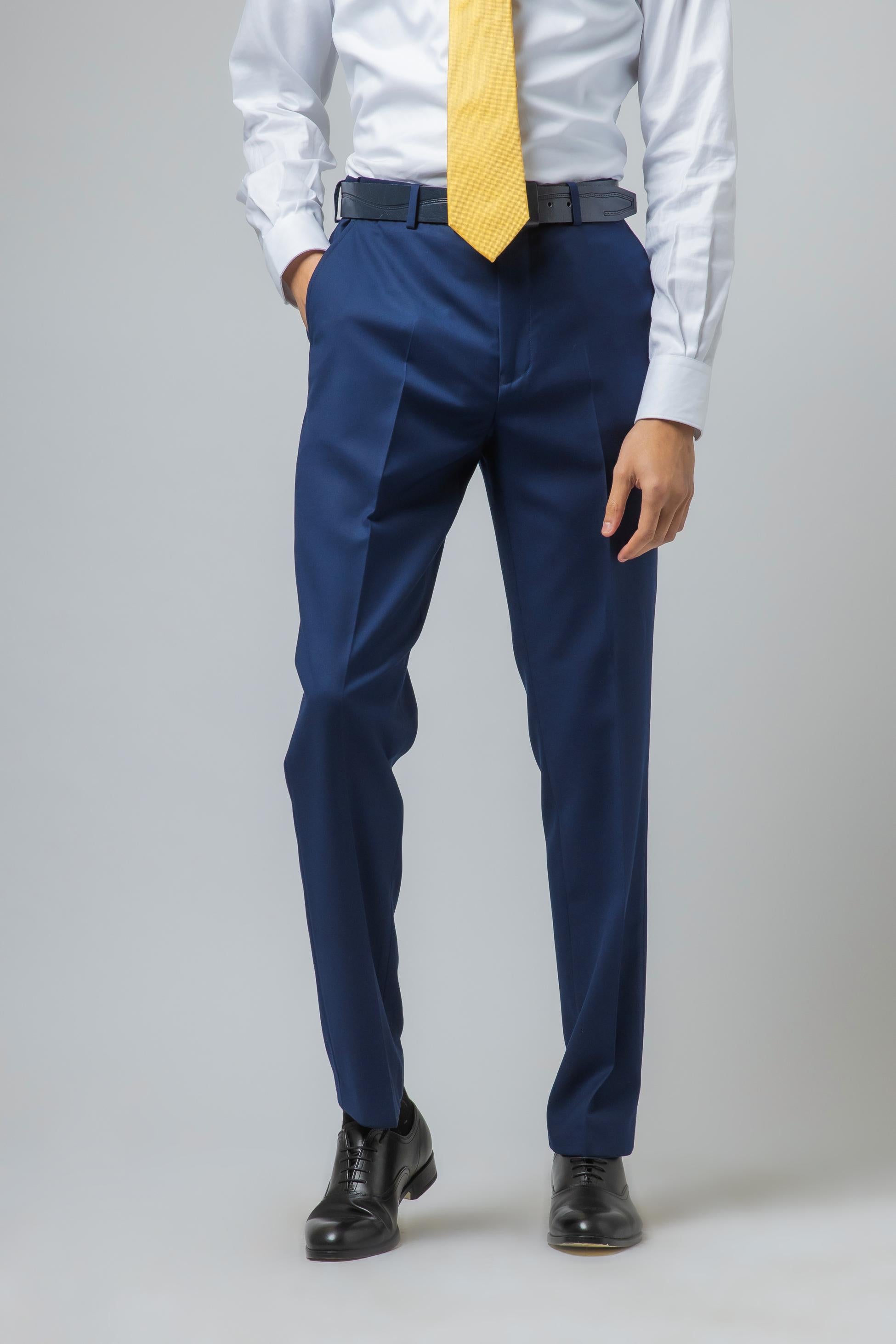 Men's Slim Fit Navy Trousers - ISAAC - Navy Blue