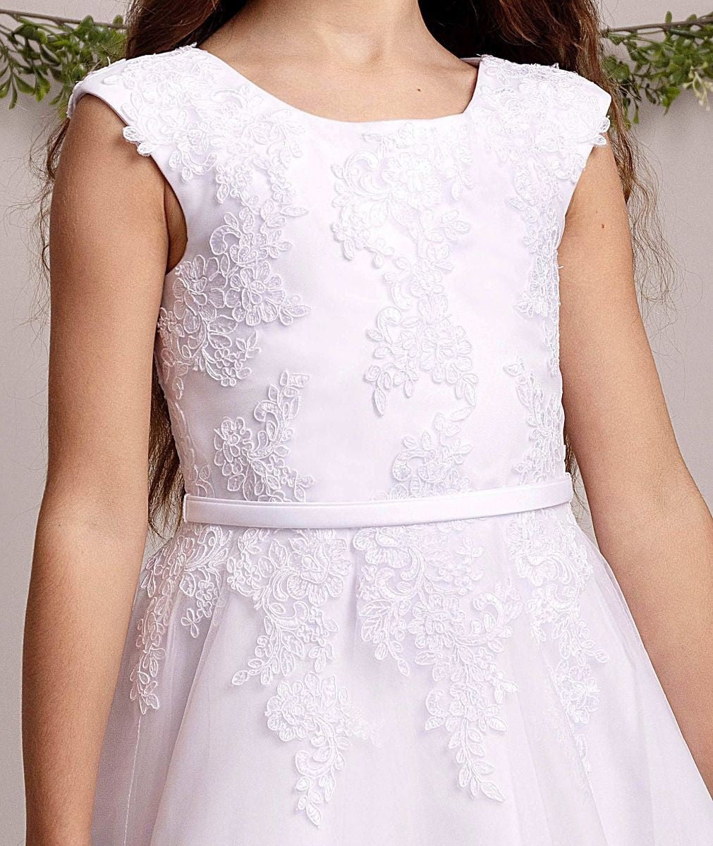 Girls Full-Length White Lace Dress – TIFFANY - White