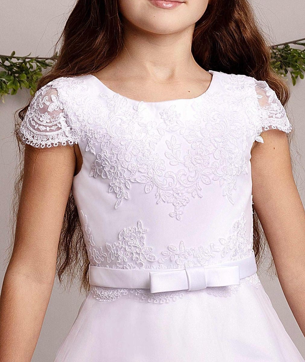 Girls Communion White Lace Dress - BILLIE - White