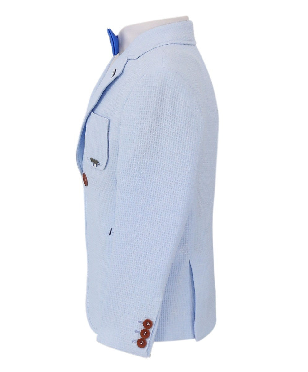 Boys Twill Single Breasted Slim Fit Blazer - TERRY - Sky Blue