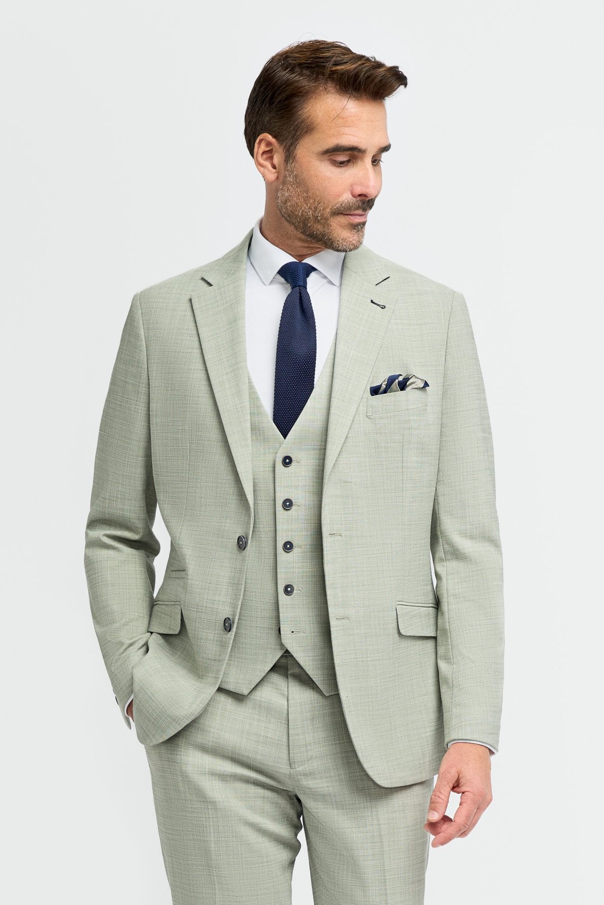 Men’s Sage Green Textured Suit Jacket - Camden - Sage Green