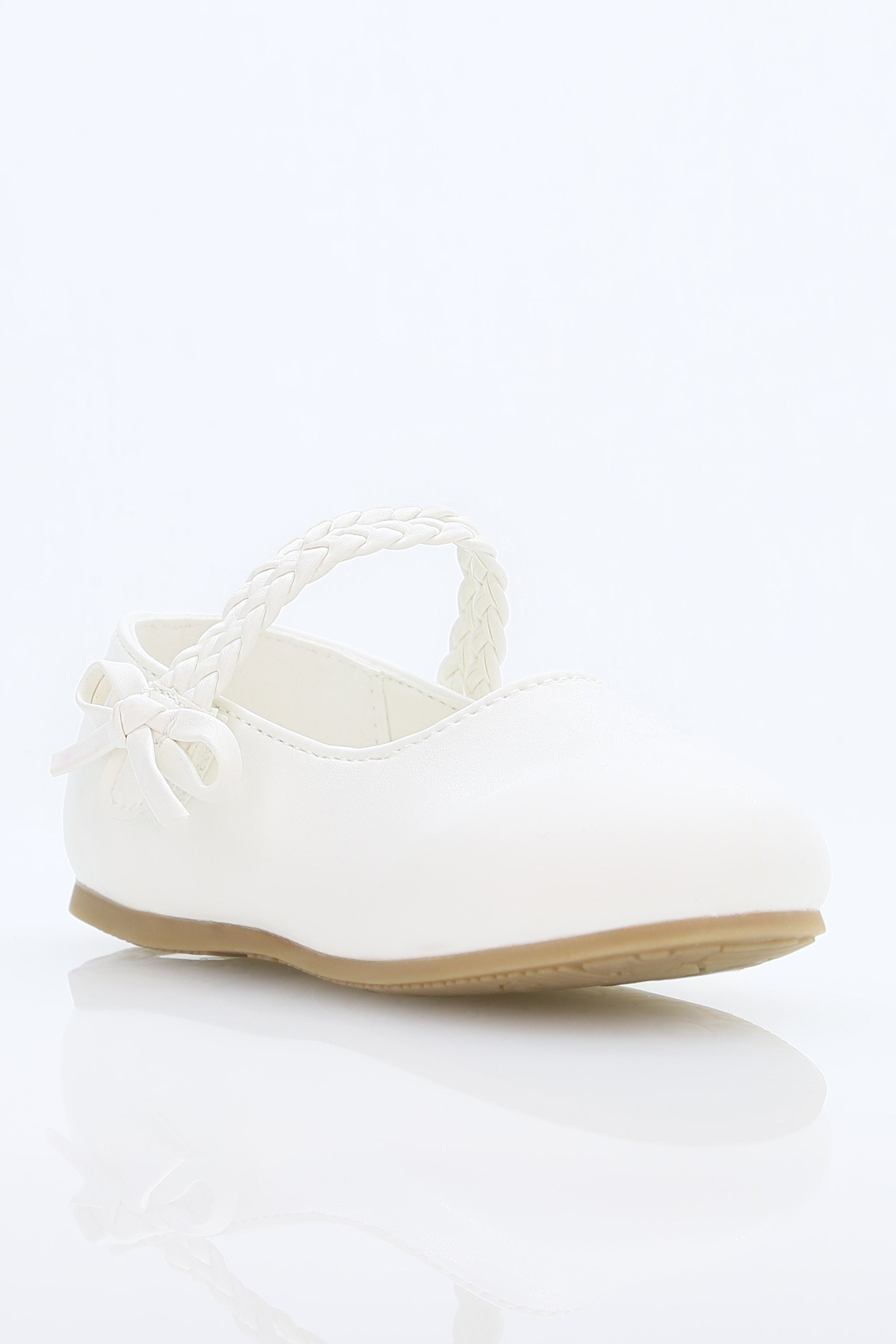 Little Girls’ Braided Strap Mary Jane Shoes with Bow - OPHELIA - White