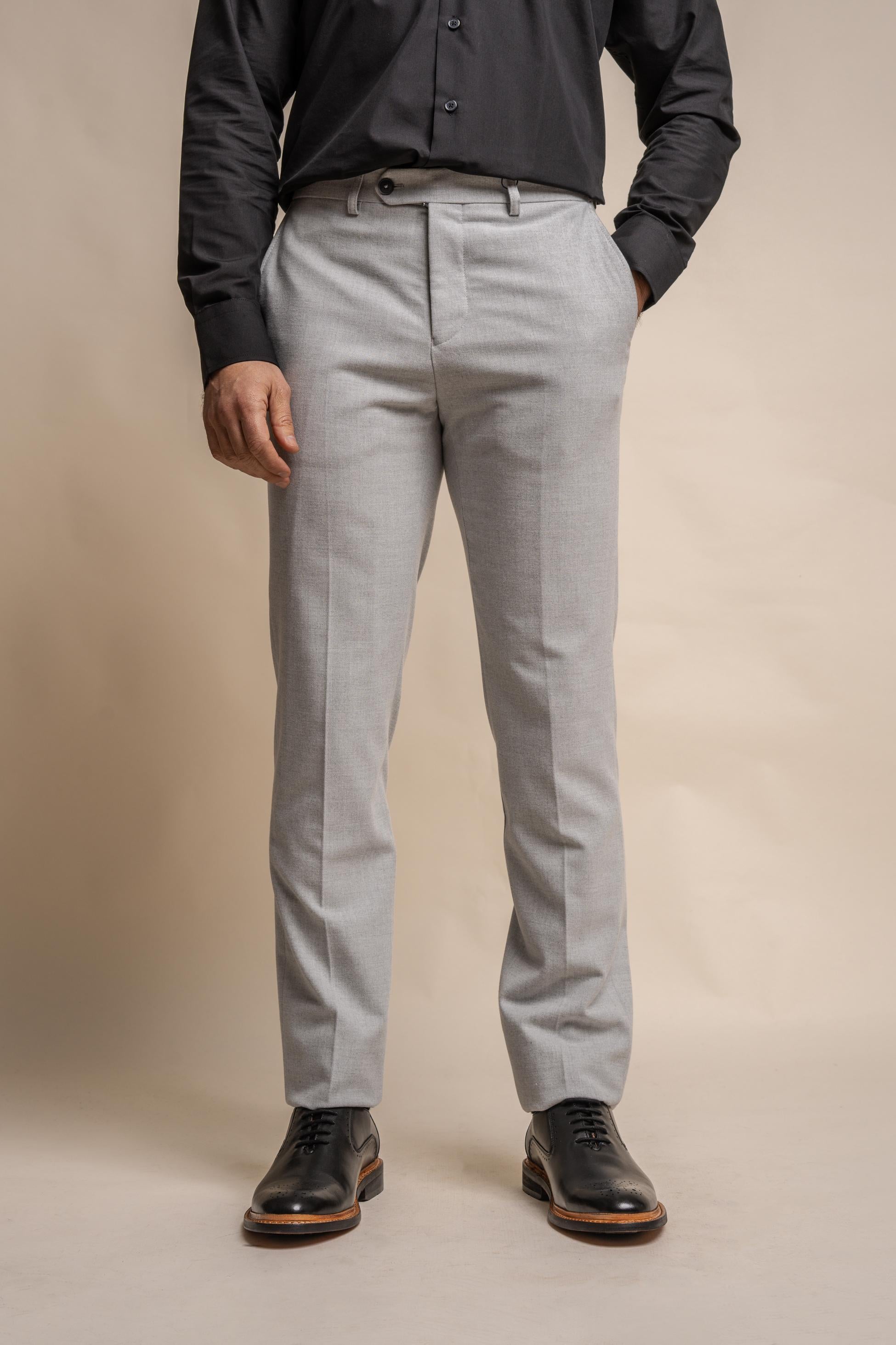 Men's Tweed Slim Fit Formal Trousers - FURIOUS Ivory - Ivory