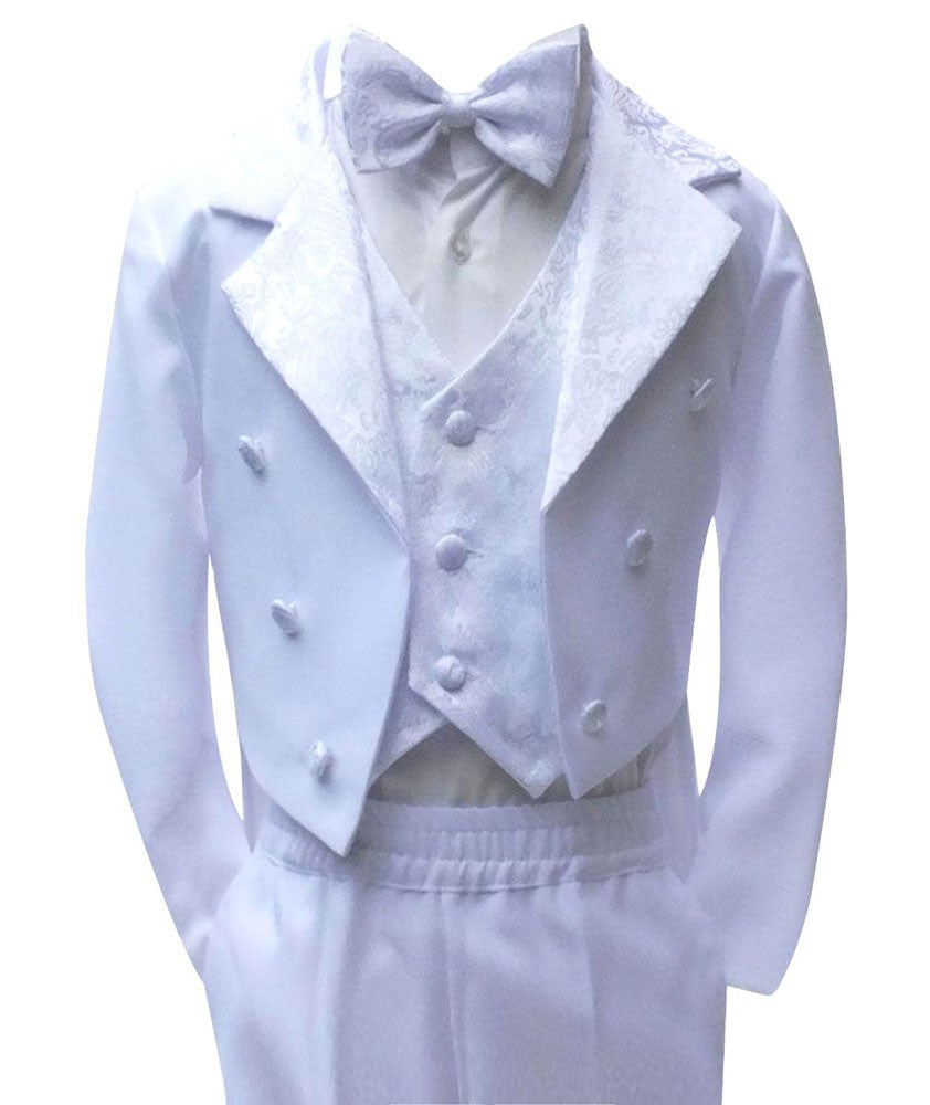 Boys Tuxedo Tail Suit Set - White