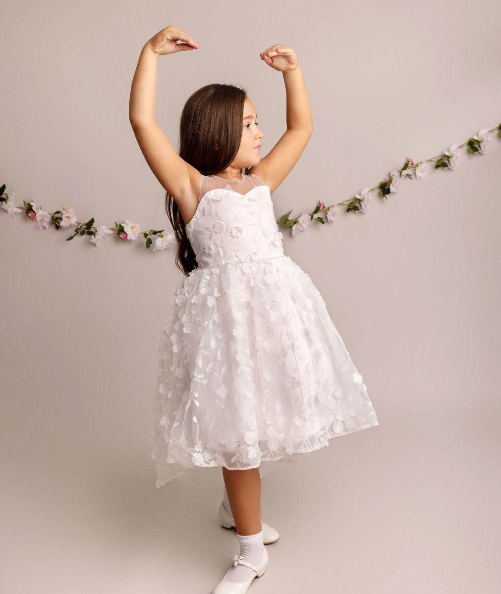 Floral Dress for Girls - COURTNEY - Ivory