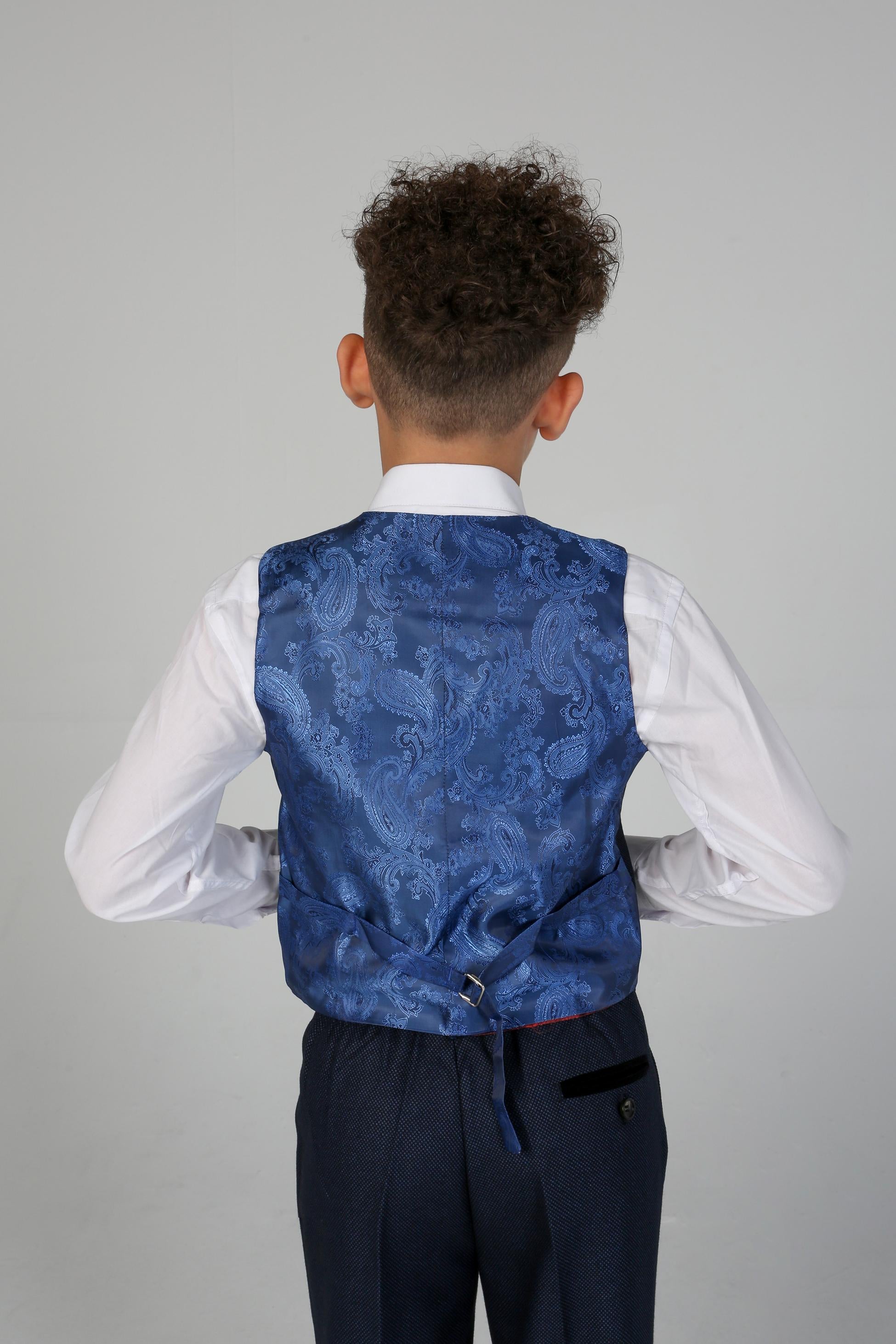 Boys Textured Formal Navy Suit - ARTHUR - Navy Blue