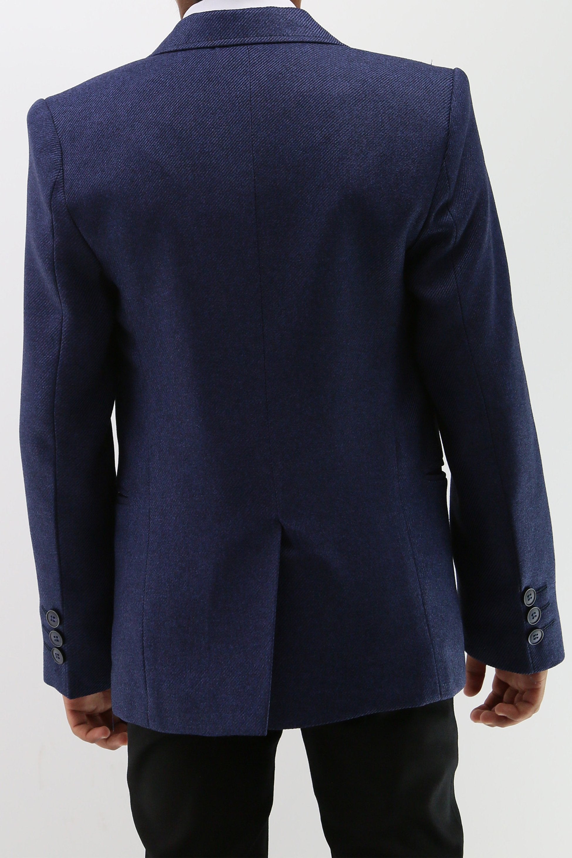 Boys Formal Textured Blazer Jacket - Navy Blue