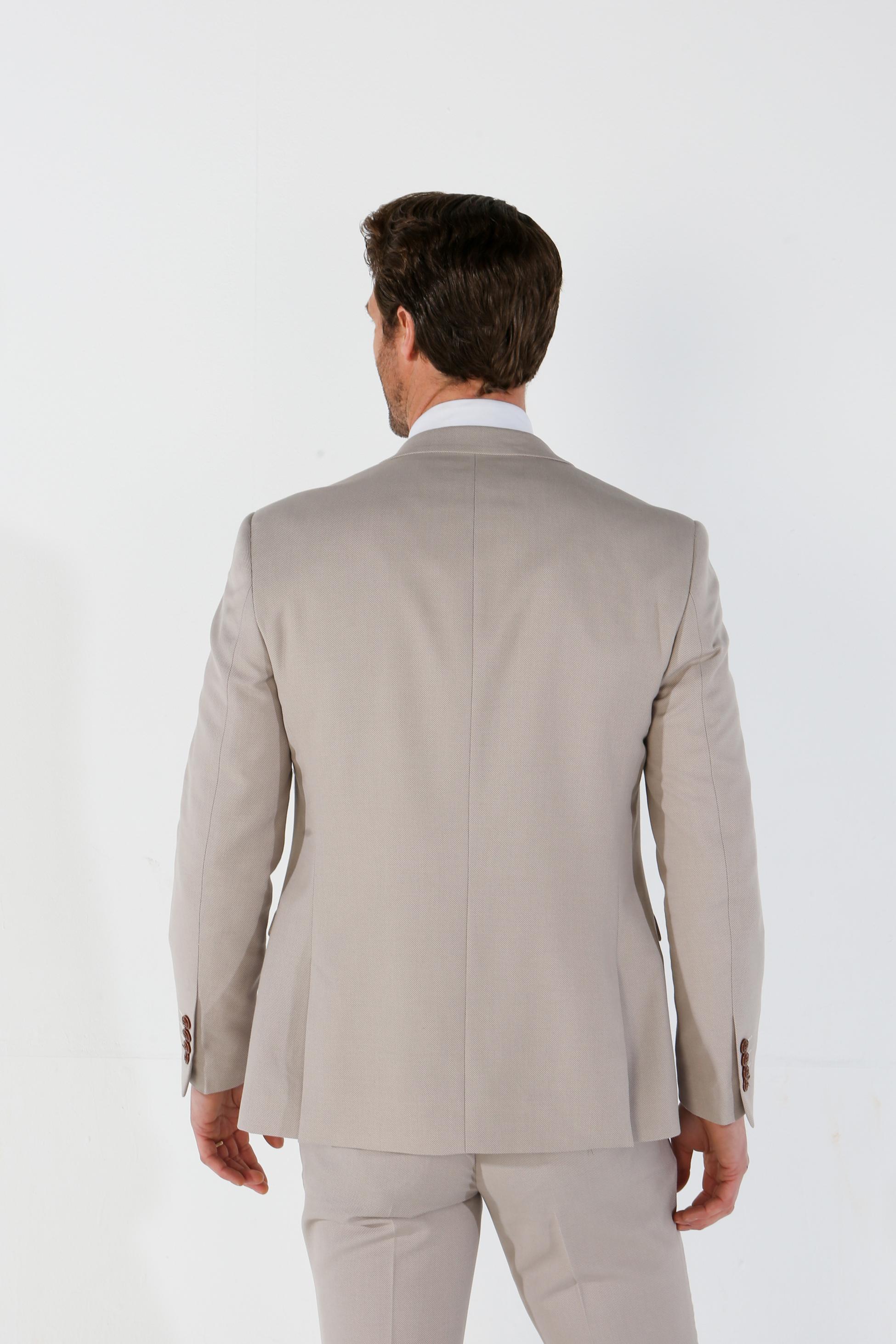 Men's Tailored Fit Suit Jacket - MAYFAIR - Stone