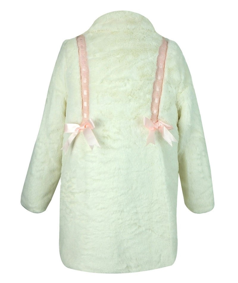 Baby Girls & Girls Fur Coat with Cossack Hat - Ivory