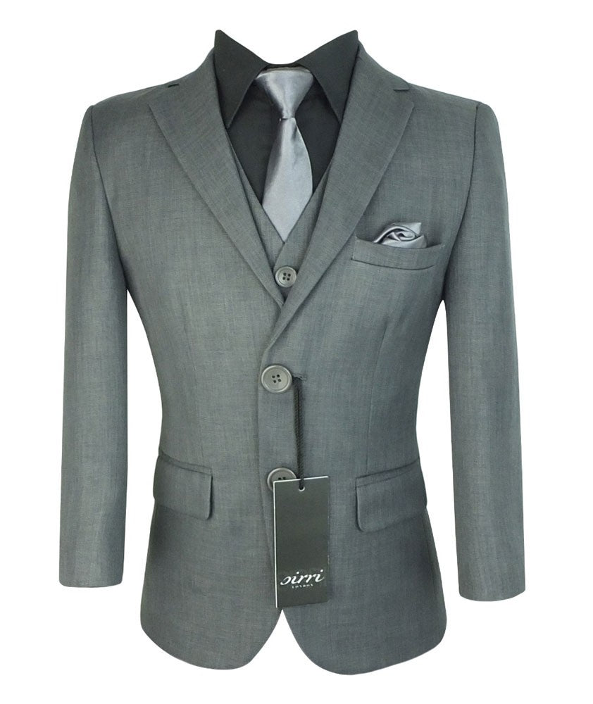 Boys All In One Charcoal Grey Suit Set - SAMUEL - Grey