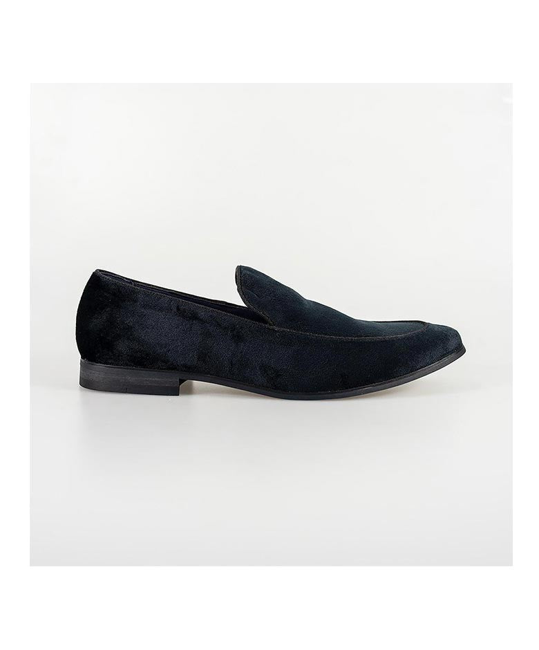 Men's Italian Couture Velvet Slip On Loafer - MILAN - Black