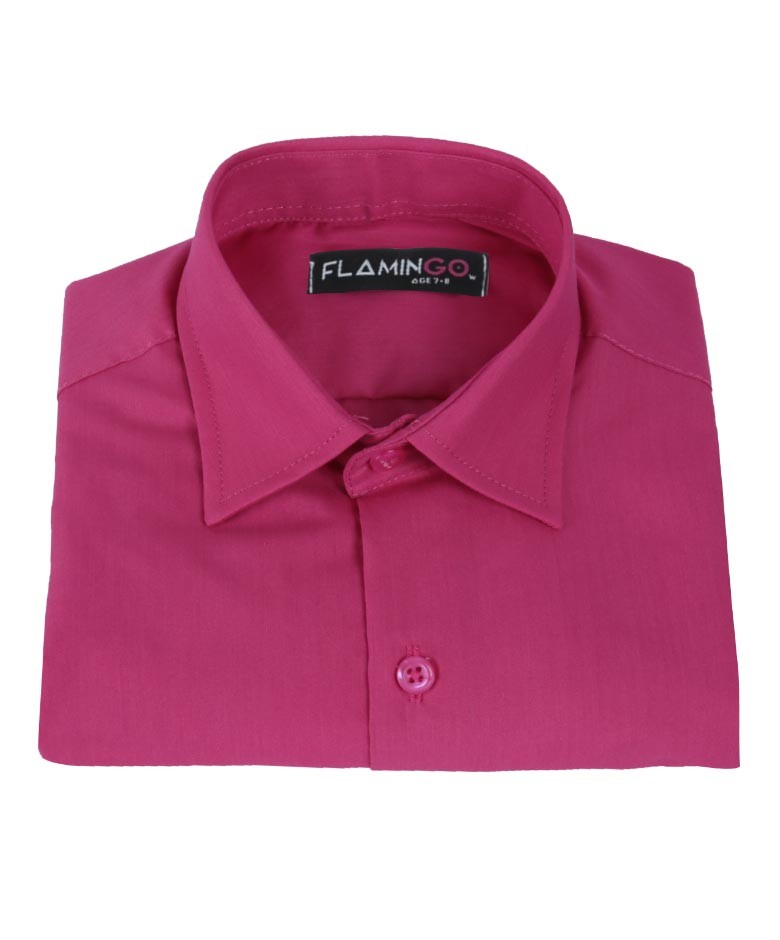 Boys Cotton Blend Formal Shirt - Fuchsia