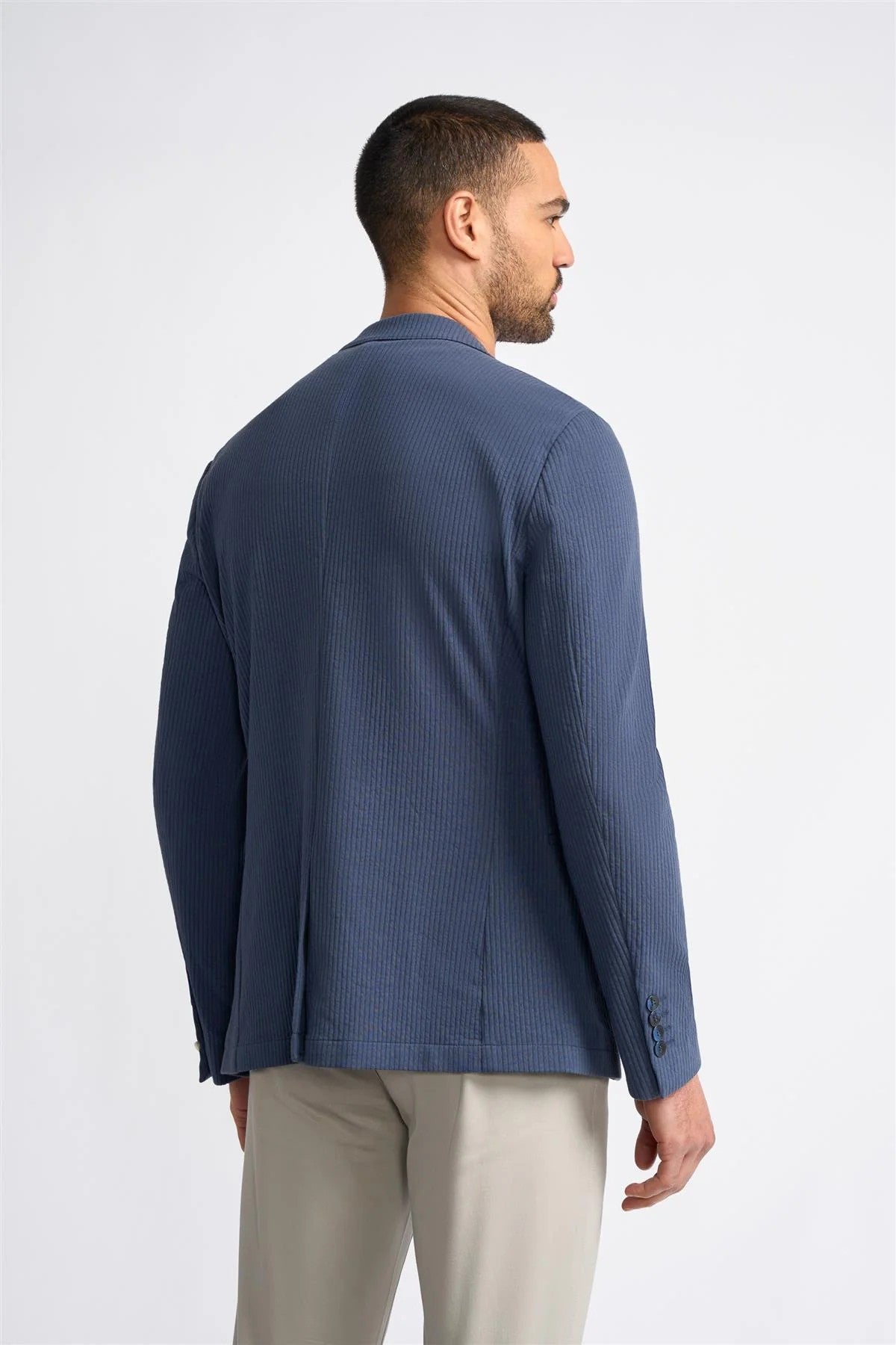 Men’s Cotton Navy Corduroy Blazer - MALMO - Navy Blue