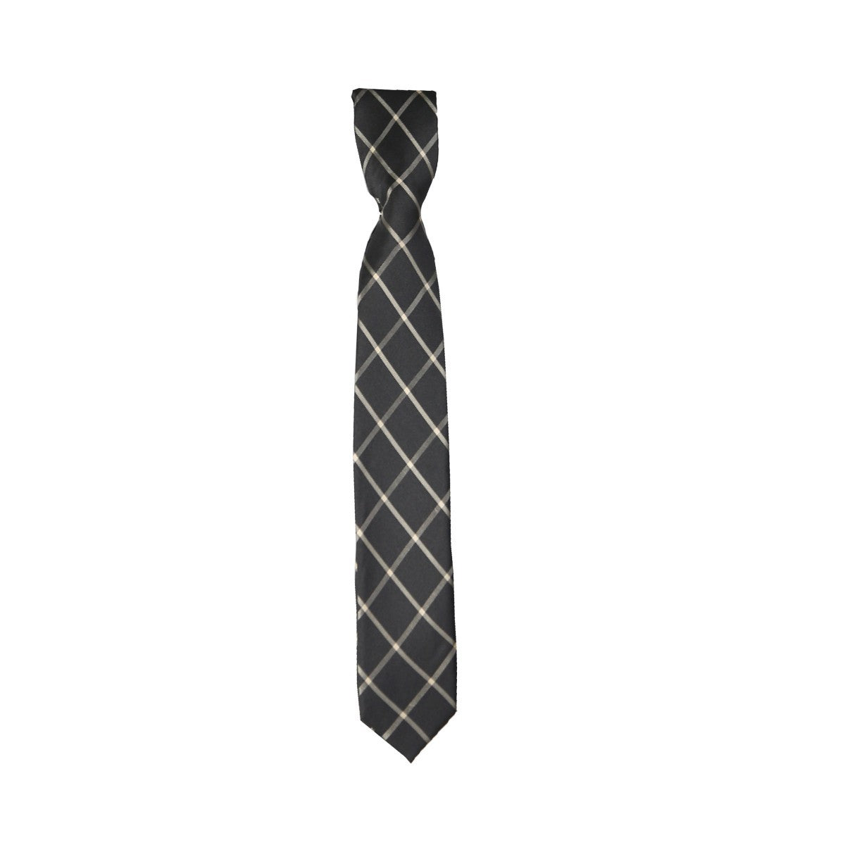 Boys Plaid Checkered Tie Black and Gold