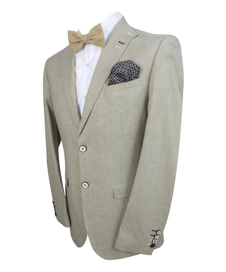 Men's Slim Fit Linen Suit - ETHAN Style - Beige