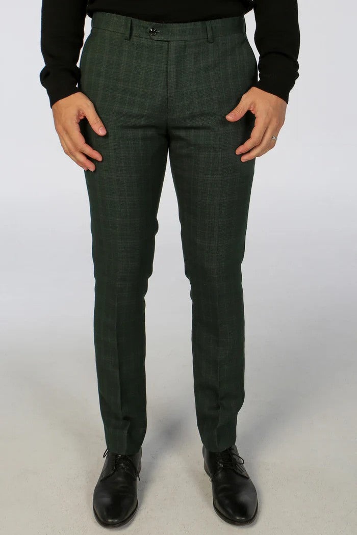 Men's Tailored Fit Check 2PC Suit -  LEO - Green