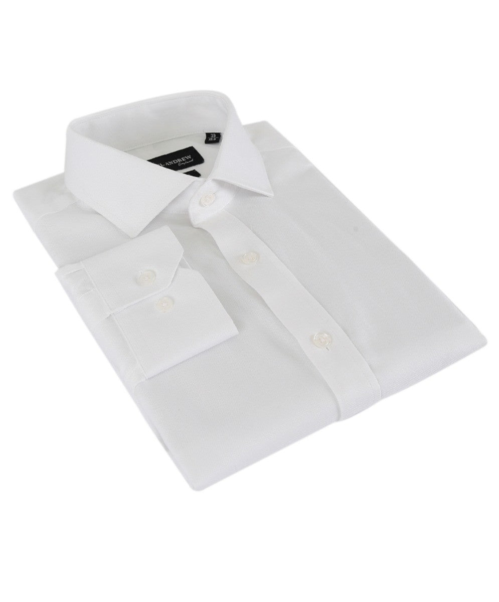 Men's French Collar Tailored Fit White Shirt - Bentley - White