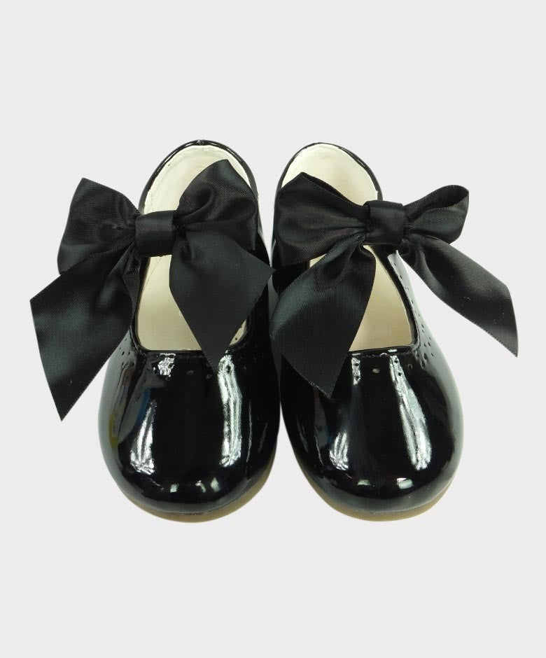 Girls Patent Mary Jane Flat Shoes - Black