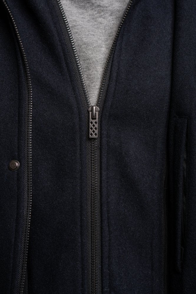 Men's Wool Blend Hooded Coat - MICHIGAN - Navy Blue