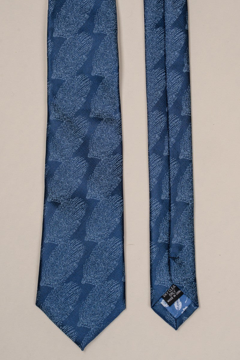 Men's Leaf Pattern Blue Tie - Dark Blue