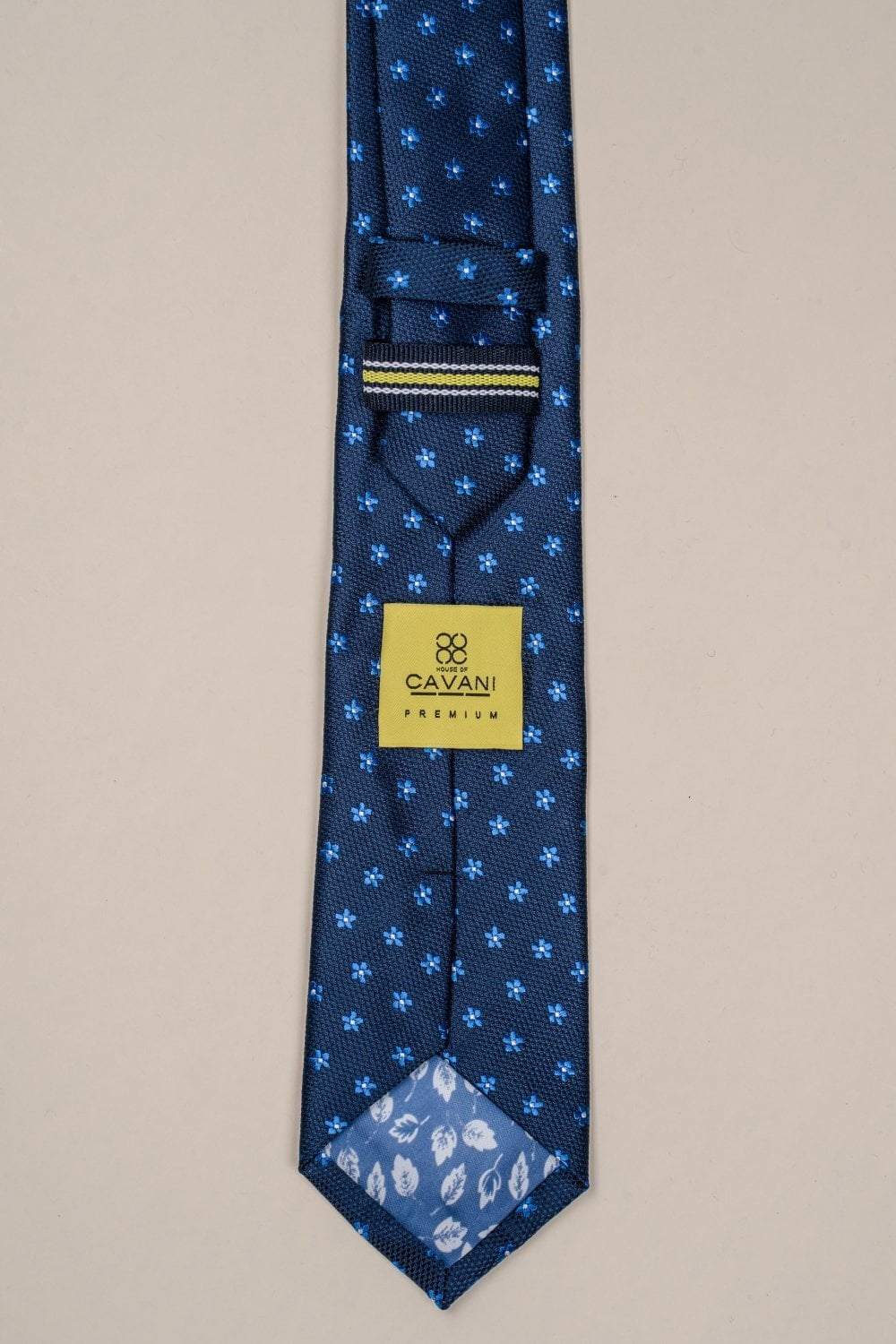 Men's Wedding Business Floral Patterned Tie Formal Plaid Neckwear - Navy Blue