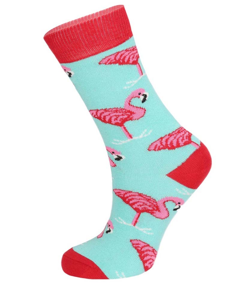 Unisex Kids Flamingo Socks - Novelty - Pink- Mint