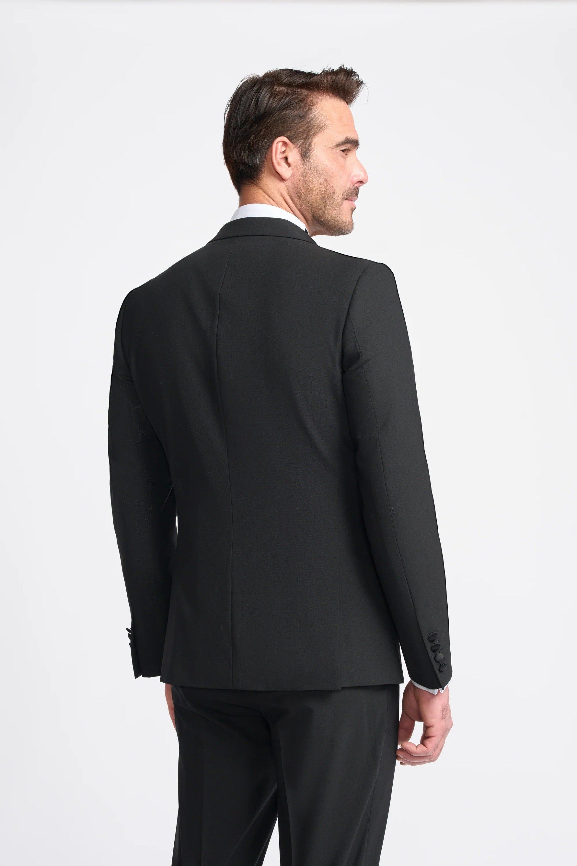 Men’s Satin Lapel Double-breasted Suit Jacket – ASPEN D/B - Black