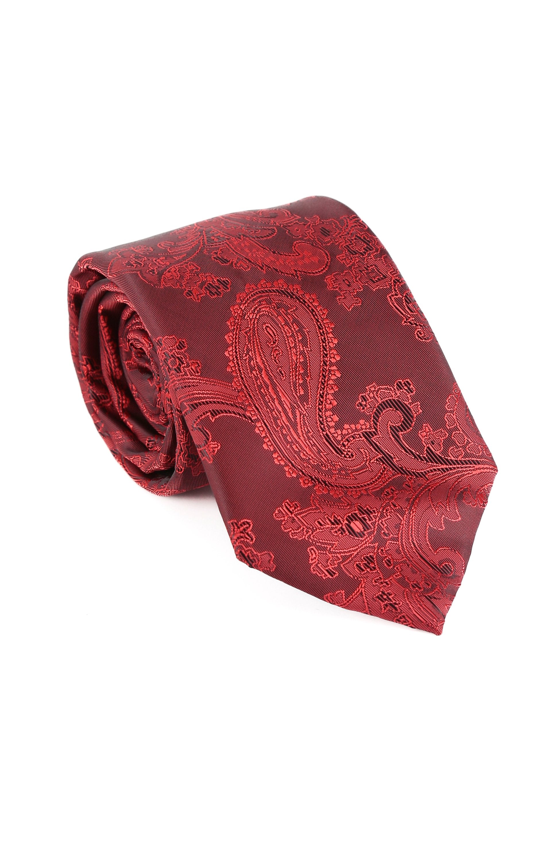 Men's Paisley Tie Cufflink Set - Red