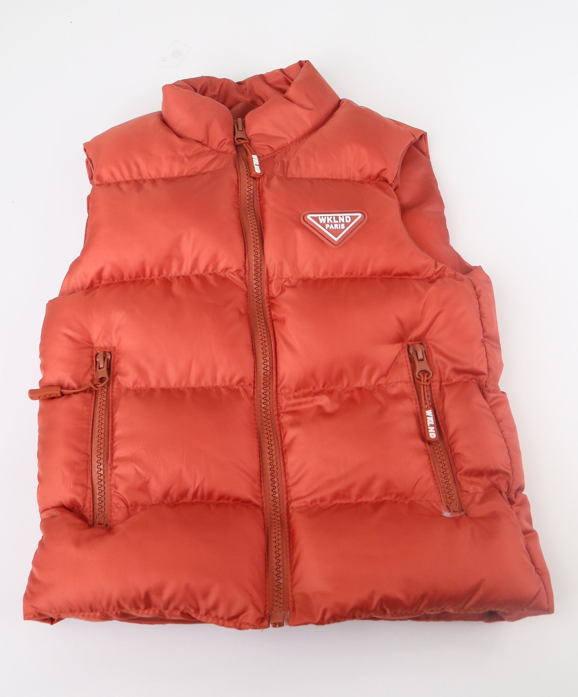 Girls Sleeveless Padded Puffer Gilet - Brick Red