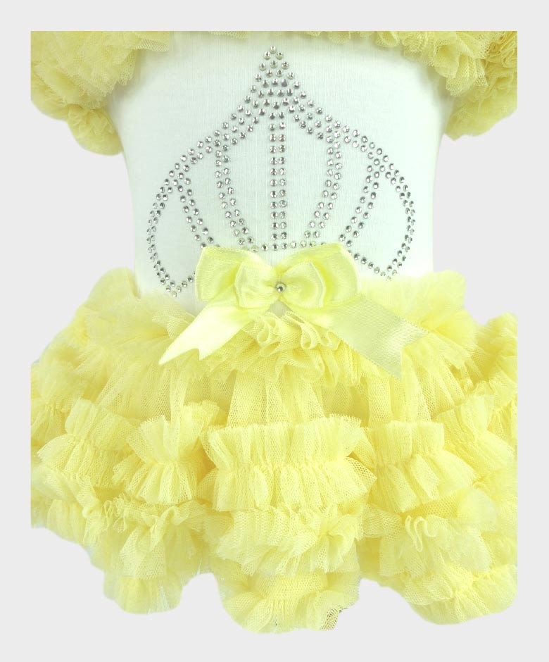 Baby Girl Tulle Cotton Tutu Bodysuit - Lemon Yellow