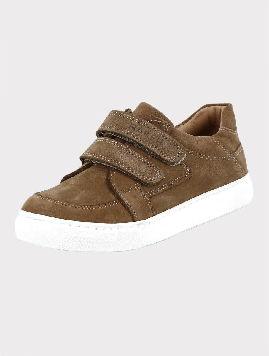 Boys Suede Velcro Sneakers - Tan Brown