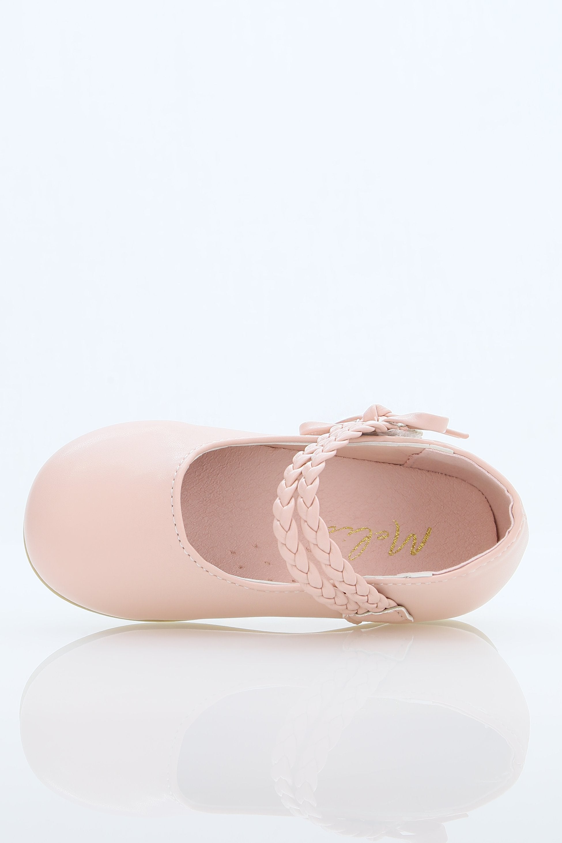 Little Girls’ Braided Strap Mary Jane Shoes with Bow - OPHELIA - Pink