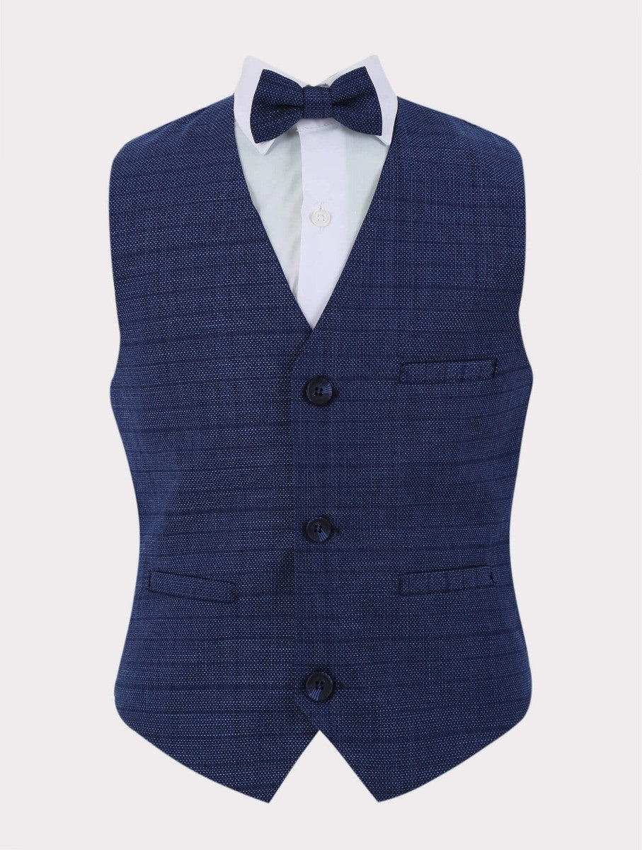 Boys Textured Check Suit - Joseph Blue - Blue